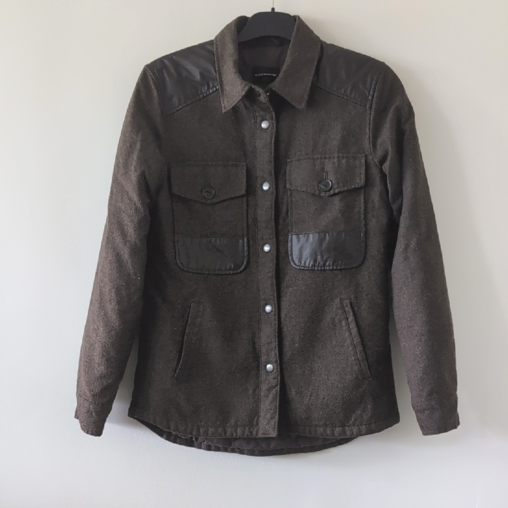 Club Monaco Military 100% Wool Snap Front Barn Utility Jacket Size S